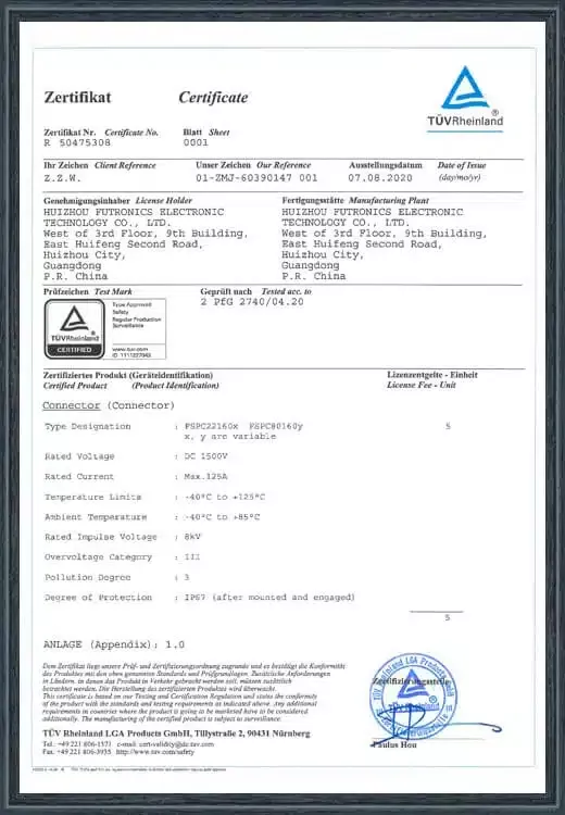 14  6.0 Single core elbow connector TUVRheinland c