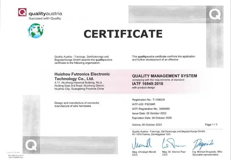 1   Quality management system cert-IATF16949 2016.