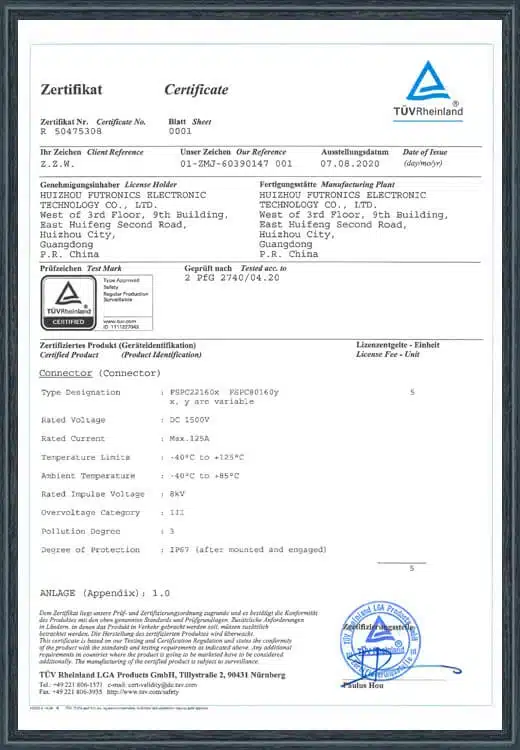14  6.0 Single core elbow connector TUVRheinland c